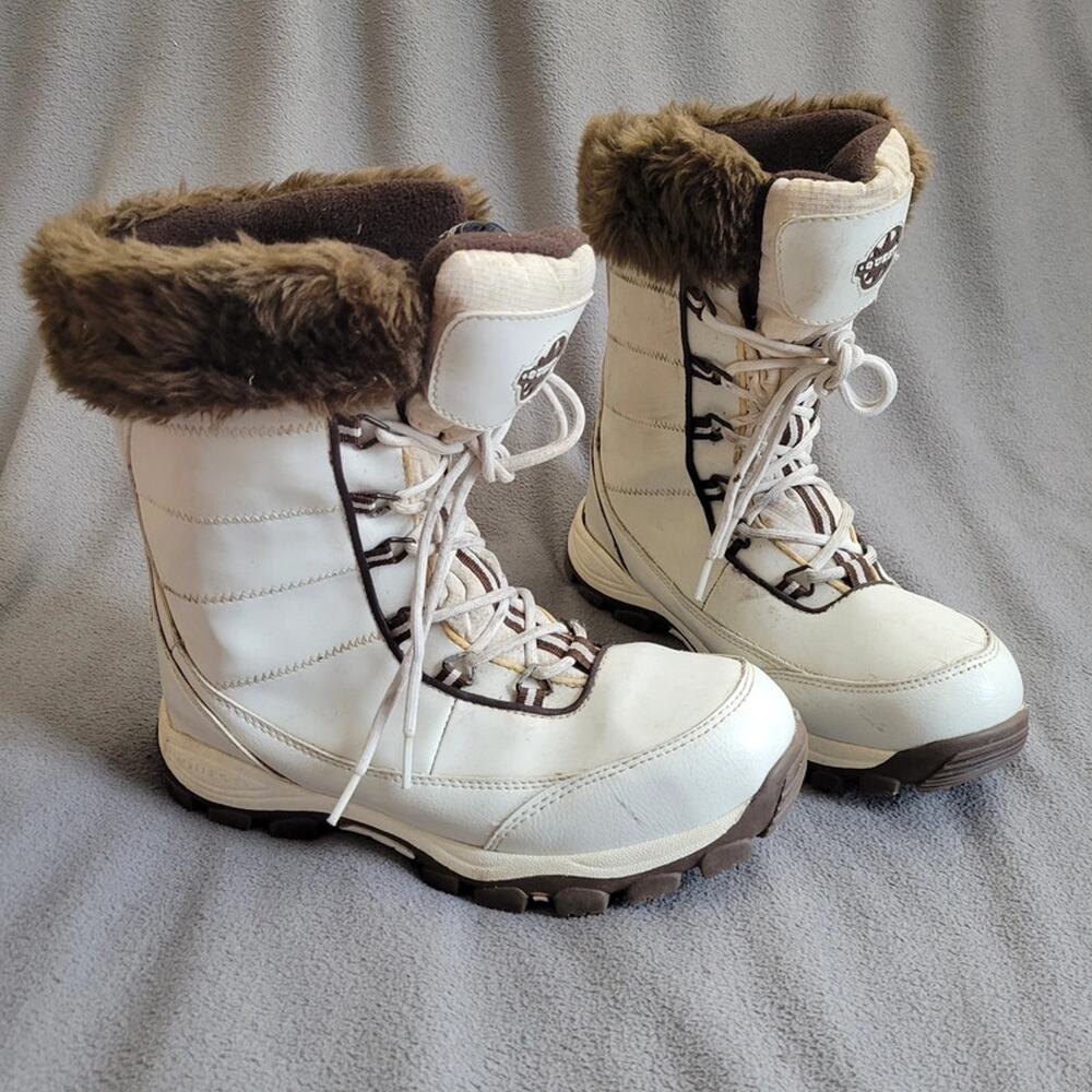 QUEST Glacier Snow Boots Womens Size 10 White Brown Thinsulate Snow Winter